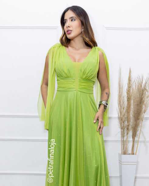 VESTIDO MANGA CAPA ACINTURADO